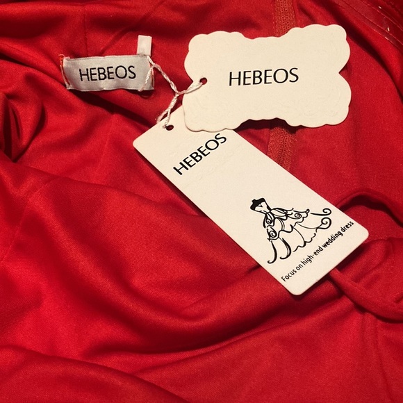 Hebeos| Sweetheart A-Long Red Mermaid Velvet Prom Dress| Sz M - Picture 15 of 15